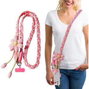 Flower Phone Lanyard Anti-Theft Crossbody Strap Universal Nylon Cell Phone Necklace for Daily Outdoor Activities