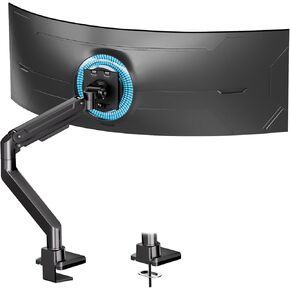 Single Monitor Arm Heavy-Duty for 17-49 inch Screen - Supports Up to 44 lbs,Ultrawide Full Motion Monitor Arm Desk Mount for Office & Gaming,Fully Adjustable,Max VESA 100/100 mm, Black