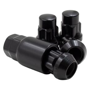 أجزاء ملحقات العجلة 4 أقفال + مفتاح M12 x 1.5 12 x 1.5 خيط نهاية مغلقة انتفاخ 1.38 بوصة قفل صواميل عجلة طويلة أسود مفتاح سداسي مزدوج 13/16 بوصة و3/4 بوصة يناسب العديد من مركبات تشيفي هوندا تويوتا باس Lt. الشاحنات