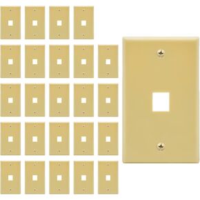 1 Port Keystone Jack Wall Plate with Smooth Face (10-Pack, Ivory)