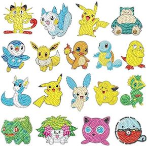 12 Pcs Diamond Art Stickers Kits for Kids, DIY Cartoon Paint by Numbers Diamonds Mosaic Stickers for Kids Arts Diamond Craft Stickers for Kids and Adult Beginners