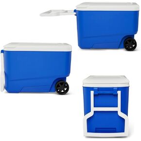 38-QT Wheeled Hard-Sided Cooler with Tow Handle – 53 Can Capacity, Blue
