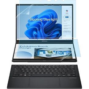 4 Pack Blocking Blue Light Screen Protector for New 2025-2024 ASUS Zenbook Duo 2-in-1 Laptop Dual 14" OLED (UX8406) Touch Display- Anti Blue Light Glare Shield (2 Sets - Primary and Secondary Screens)