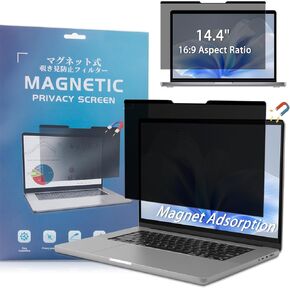 Magnetic Privacy Screen 14" 16:9 for Laptops - 2-Sided Removable Anti-Peeping/Anti-Glare, Blue Light Block, UV Protect, Reduce Strain, Fits Chromebook/Lenovo/HP/Dell/Acer/ASUS/XPS