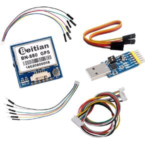 BN-880 GPS Module U8 with Flash HMC5883L Compass + CP2102 6 in 1 USB-UART Serial Adapter Module with 4P Dupont Cable Jumper Wire, Female to Female for Windows, Linux, Arduino