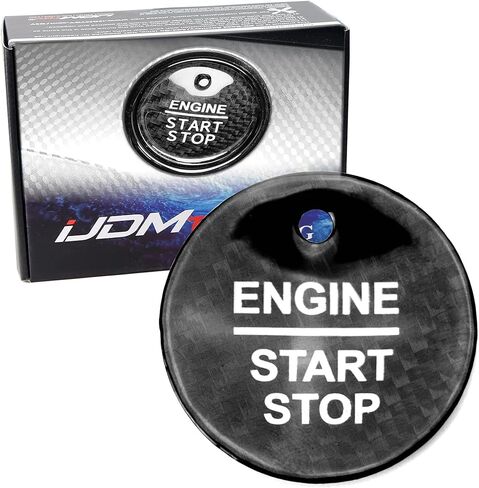 iJDMTOY Gloss Red Real Carbon Fiber Keyless Engine Start/Stop Push Start Button Cover w/Indicator Light Opening, Compatible with Ford F-150 Raptor Explorer Fusion Expedition Edge Taurus, etc in Saudi Arabia