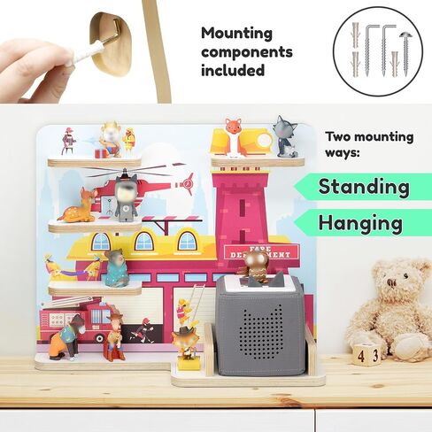 Wooden Shelf for Music Box I Suitable for The Toniebox and ca. 50 Tonies I Perfect Storage in The Children's Room I for Setting up or Hanging (Large, Worldmap) in Saudi Arabia