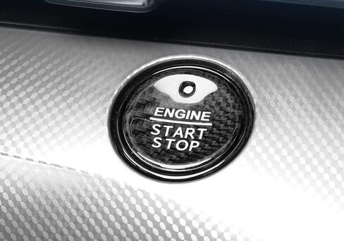 iJDMTOY Gloss Red Real Carbon Fiber Keyless Engine Start/Stop Push Start Button Cover w/Indicator Light Opening, Compatible with Ford F-150 Raptor Explorer Fusion Expedition Edge Taurus, etc in Saudi Arabia