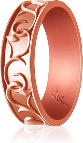 ROQ Silicone Rubber Wedding Ring for Women, Ornament, Breathable Silicone Wedding Band, Anniversary Ring, Promise Ring, 7mm Wide 2mm Thick, Multi Colors in Saudi Arabia