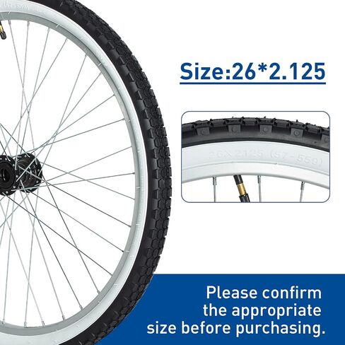ZUKKA Bike Tire 24/26" x 2.125" Folding Replacement Bike Tires Beach Cruiser White Wall for Beach Cruiser Bicycle Commuter Bikes in Saudi Arabia