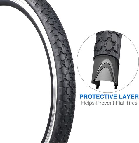 ZUKKA Bike Tire 24/26" x 2.125" Folding Replacement Bike Tires Beach Cruiser White Wall for Beach Cruiser Bicycle Commuter Bikes in Saudi Arabia