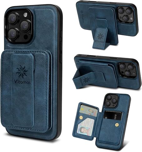 2-in-1 حقيبة محفظة قابلة للفصل لـ iPhone 16 Pro Max Wallet [Magnetic Strong] مع حلقة إصبع قابلة للطي Kickstand & RFID 4 حامل بطاقات أو iPhone 16 Pro Max (6.9 بوصة) ، Blue in Kuwait