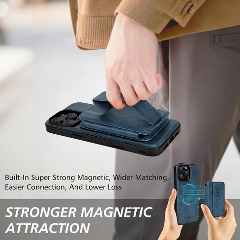 2-in-1 حقيبة محفظة قابلة للفصل لـ iPhone 16 Pro Max Wallet [Magnetic Strong] مع حلقة إصبع قابلة للطي Kickstand & RFID 4 حامل بطاقات أو iPhone 16 Pro Max (6.9 بوصة) ، Blue in Kuwait