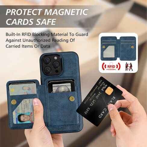 2-in-1 حقيبة محفظة قابلة للفصل لـ iPhone 16 Pro Max Wallet [Magnetic Strong] مع حلقة إصبع قابلة للطي Kickstand & RFID 4 حامل بطاقات أو iPhone 16 Pro Max (6.9 بوصة) ، Blue in Kuwait