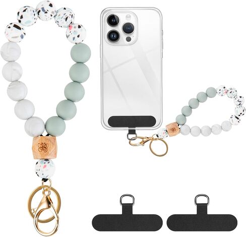 takyu Phone Wrist Strap, Silicone Beaded Phone Wrist Lanyard for Women Girls with 2PCS Tabs Fit for iPhone for Shopping Walking-Yellow in Saudi Arabia