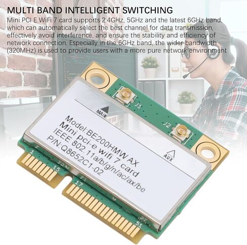بطاقة Mini PCI E 7 ، 8774Mbps 2 Band 2.4G 5G Gigabit Card Card Mini PCIE Adapter مع Bluetooth 5.4 BE200HMW للكمبيوتر الشخصي C (بدون هوائي) in Kuwait