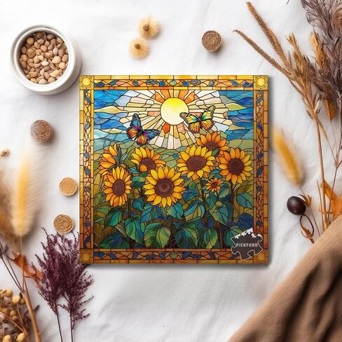 ألغاز زجاجية ملونة متقاطعة للبالغين 1000 قطعة وما فوق، ألغاز مسيحية من PICKFORU مع زهرة ملونة، ألغاز دينية كهدايا فريدة in Kuwait