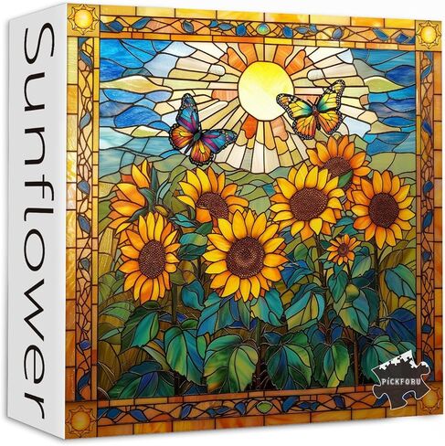 ألغاز زجاجية ملونة متقاطعة للبالغين 1000 قطعة وما فوق، ألغاز مسيحية من PICKFORU مع زهرة ملونة، ألغاز دينية كهدايا فريدة in Kuwait