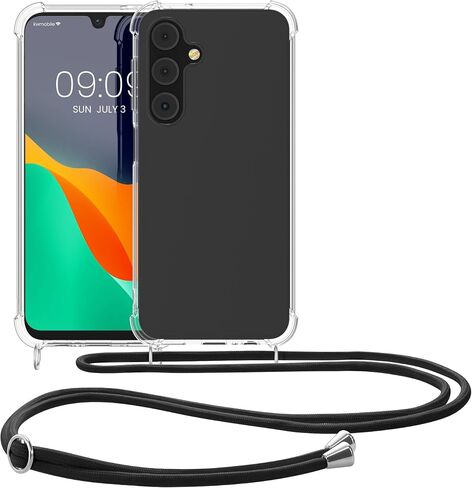 علبة Kwmobile Crossbody متوافقة مع Samsung Galaxy A16 5G Case - Clear TPU Phone Cover W/Lanyard Cord Strap - شفاف in Saudi Arabia