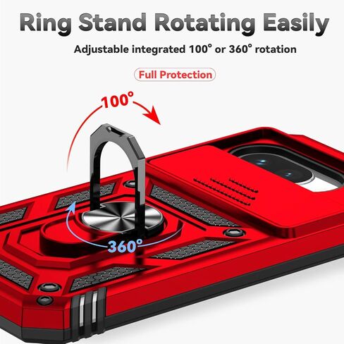 حالة هاتف Sunstory لحالة Google Pixel 9A مع حامي شاشة HD وغطاء الكاميرا الشريحة و Kickstand Ring Ring ، in Saudi Arabia