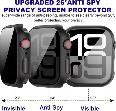 2 علبة خصوصية حزمة لـ Apple Watch 10 واقي الشاشة 46 مم ، واقي زجاجي مضاد للتجسس ، وهو فيلم PC Hard Cover Hard Cover Anti-Dragchprooch Pumper for Iwatch Series 10 (قزحية ، S10-46mm) in Kuwait