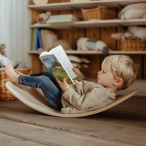 لوح توازن خشبي متذبذب، لوح هزاز 33 بوصة من الخشب الطبيعي، لعبة تعليمية مفتوحة للأطفال الصغار، لوح يوجا متعرج للمكتب والفصول الدراسية للبالغين in Kuwait