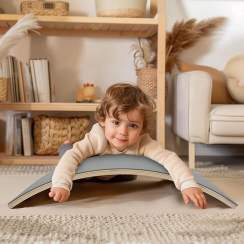 لوح توازن خشبي متذبذب، لوح هزاز 33 بوصة من الخشب الطبيعي، لعبة تعليمية مفتوحة للأطفال الصغار، لوح يوجا متعرج للمكتب والفصول الدراسية للبالغين in Kuwait