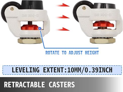 مجموعة عجلات تسوية Happybuy مكونة من 4 قطع، 1.65 بوصة - عجلات تسوية ذاتية شديدة التحمل، 330 رطلًا لكل مجموعة - لوحة عجلات الآلة، دوارة 360 درجة - لمعدات الصناعة، ومنضدة العمل، والأرفف in Kuwait