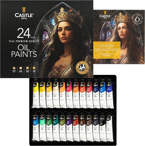 Castle Art Supplies 24 x 12ml Oil Paint Set | Great Value Set for Adult Artists, Beginners and Advanced | Vibrant Variety of Smooth-to-use Colors | In Impressive Presentation Box With Tutorial in Saudi Arabia