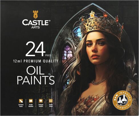 Castle Art Supplies 24 x 12ml Oil Paint Set | Great Value Set for Adult Artists, Beginners and Advanced | Vibrant Variety of Smooth-to-use Colors | In Impressive Presentation Box With Tutorial in Saudi Arabia