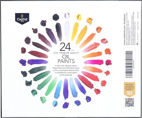 Castle Art Supplies 24 x 12ml Oil Paint Set | Great Value Set for Adult Artists, Beginners and Advanced | Vibrant Variety of Smooth-to-use Colors | In Impressive Presentation Box With Tutorial in Saudi Arabia
