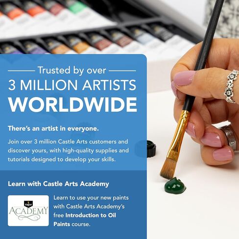 Castle Art Supplies 24 x 12ml Oil Paint Set | Great Value Set for Adult Artists, Beginners and Advanced | Vibrant Variety of Smooth-to-use Colors | In Impressive Presentation Box With Tutorial in Saudi Arabia