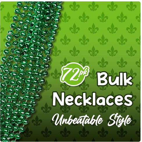 Windy City Novelties - 72 Pack - Black 33" Inch Round Metallic Bead Necklace | In Bulk | Mardi Gras Tossing Beads Mardi Gras Party Birthdays Weddings Party Favors in Saudi Arabia
