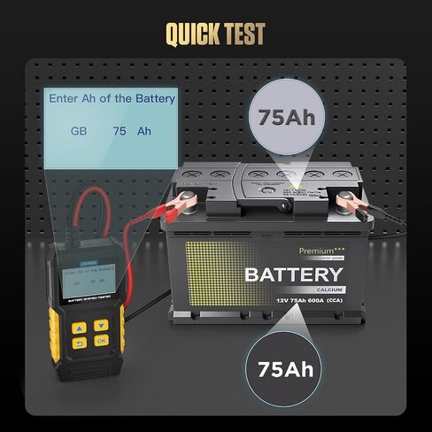 جهاز اختبار حمل البطارية AUTOOL Automotive 12V/24V 30-2000 CCA، أداة مسح ضوئي لمحلل البطارية ونظام التدوير والشحن مع طابعة للشاحنات الثقيلة والسيارات والدراجات النارية والمزيد in Kuwait
