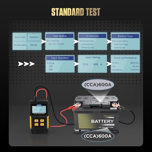 جهاز اختبار حمل البطارية AUTOOL Automotive 12V/24V 30-2000 CCA، أداة مسح ضوئي لمحلل البطارية ونظام التدوير والشحن مع طابعة للشاحنات الثقيلة والسيارات والدراجات النارية والمزيد in Kuwait