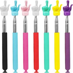 7 Pack Telescopic Teachers Pointer, Retractable Finger Pointer Sticks for Classroom, Stainless Steel Finger Stick for Lectures, Presentations (7 Colors Each 1)