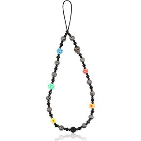 Phone Charm with Lava Stone Beaded, Universal Phone Strap, Handmade phone charms strap for Women Girls, Smiley Face