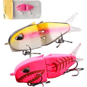 Mini Glide Bait Whopper Popper Fishing Lure, Slow Sinking Wide S Motion Smooth Multi-Jointed Glide Bait for Catfish,Pike Perch, Floating Pencil Bass Freshwater or Saltwater