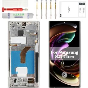 OLED for Samsung S22 Ultra 5g Screen Replacement for Samsung Galaxy S22 Ultra 5g SM-S908U LCD Screen Touch Digitizer Frame for SM-S908U1 Screen Replacement Display Black (US Version with Fingerprint)