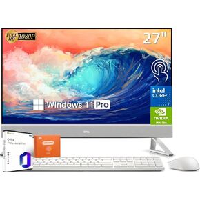 Dell Inspiron 27" FHD Touchscreen Business All-in-One Desktop Computer, MS Office Pro, Core 7-150U, 64 GB RAM, 4 TB SSD, GeForce MX570A, WiFi 6E, Wireless KB & Mouse, Win 11 Pro, W/Accessories Kit