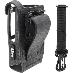 Two-Way Radio Case Leather Case with 3" Fixed Loop D-Ring for Motorola R7 PN:Motorola PMLN8299, PMLN8299A