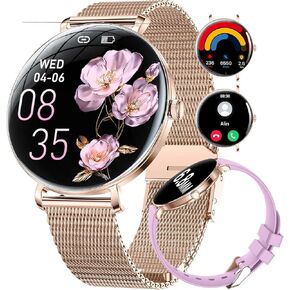 Smart Watch for Women, 1.43'' AMOLED Smart Watches, Ladies Fitness Watch with 100+ Sport Mode/Buletooth Calling, IP68 Waterproof Watches for Women, Thin Smartwatch Womens for Android iPhone