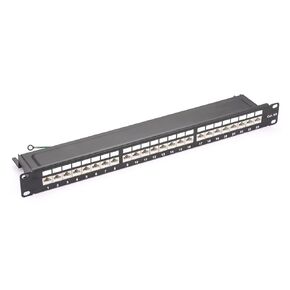 24 Port Cat6A Shielded Patch Panel 19" 1-U for Termination and Patch of Network Cables