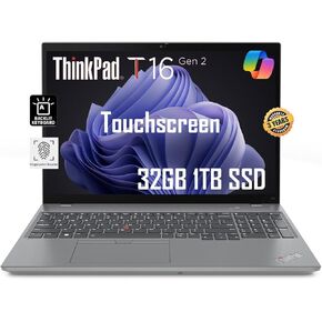 Lenovo ThinkPad T16 Business Workhorse Laptop (16" FHD+ Touchscreen, Intel 10-Core i7-1355U, 32GB DDR5 RAM, 1TB SSD) Military Grade, dTPM, Ethernet, FHD Webcam, 3-Y WRT, Win 11 Pro w/AI Copilot, Grey