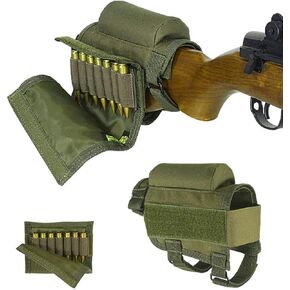 Tactical Rifle Cheek Riser, Adjustable Buttstock Pad with A Buttstock Pouch Can Hold 7 Rounds of Bullets, Suitable for Shotguns and Fixed Rifles