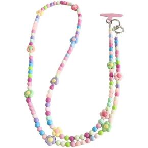 Universal Phone Lanyard Resin-Beaded Anti-Theft Phone Chain Women's Detachable Crossbody Strap 47in Multi-Color