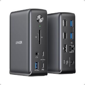 ANKER 13-in-1 USB-C Docking Station ، Dual 4K HDMI ، 10GBPS USB-A&C ، 100W PD ، SD CARDER ، Ethernet ، Audio Jack ، for MacBook ، Dell ، HP ، Lenovo ، Surface ، Chromebook ، USB-C Laptops.