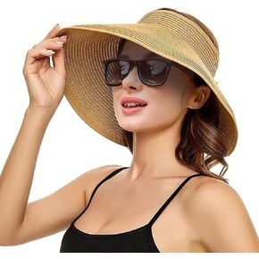 WADE WIDE BRIM Straw Sun Hat UPF 50+ UV Protection - قابلة للطي قبعة شاطئ الصيف قابلة للطي للسفر في الهواء الطلق