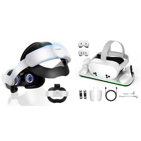 Head Strap + Charging Dock， Compatible with Meta Quest 3/3S