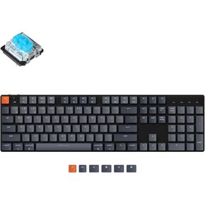 Keychron K5 SE Full Size Layout Ultra-Slim Wireless Bluetooth/Wired USB Mechanical Keyboard with Low-Profile Gateron Blue Switch, 104 Keys White LED Backlit Computer Keyboard for Mac and Windows